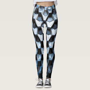 Futuristische Abstracte Blauwe Geometrische Metaal Leggings