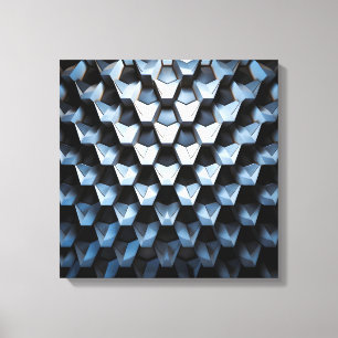 Futuristische abstracte blauwe geometrische metale canvas afdruk