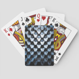 Futuristische abstracte blauwe geometrische metale pokerkaarten