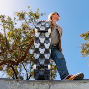 Futuristische abstracte blauwe geometrische metale skateboard