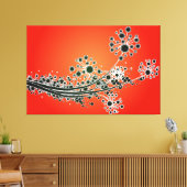 Futuristische abstracte bloemen-rode canvas print (Insitu (Woonkamer))