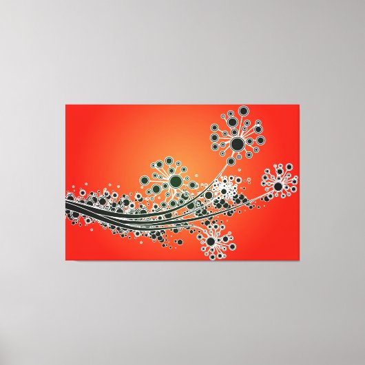 Futuristische abstracte bloemen-rode canvas print (Voorkant)