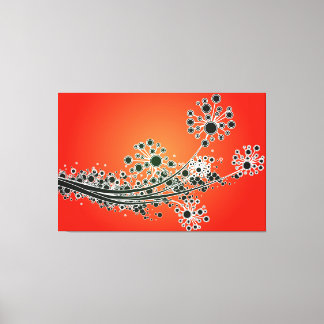 Futuristische abstracte bloemen-rode canvas print