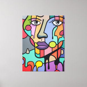 Futuristische Abstracte kleurrijke levendige kunst Canvas Afdruk