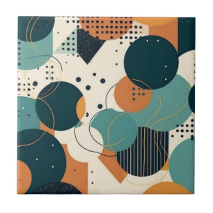 Futuristische Abstracte Navy Koraal Teal Organisch Tegeltje