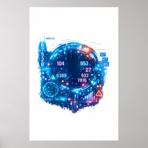 Futuristische AI-data-hoofdposter – Cybertech Poster