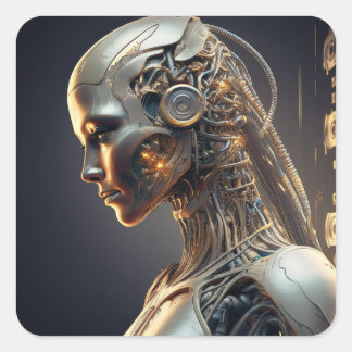 Futuristische AI-ontworpen vierkante Sticker