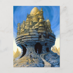Futuristische Alien City Sci-Fi Art Briefkaart