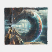 Futuristische Alien Planet Portal met Magic Gate Fleece Deken (Voorkant (Horizontaal))