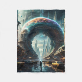 Futuristische Alien Planet Portal met Magic Gate Fleece Deken