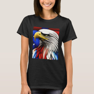 Futuristische Amerikaanse Bald Eagle USA Vlag 4th  T-shirt