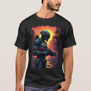 Futuristische Apocalypse Cyborg Wasteland T-shirt