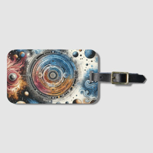 Futuristische Batik Kosmische Kunst – Ruimteontwer Bagagelabel