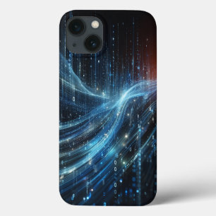 Futuristische binaire code datastroom telefoonhoes iPhone 13 hoesje