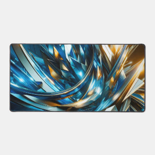 Futuristische Blau Goud Abstract Metallische Geome Bureaumat