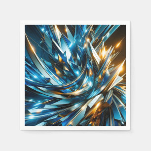Futuristische Blau Goud Abstract Metallische Geome Servet