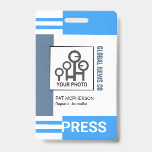 Futuristische Blauwe Streep Blokken Pers ID Badge