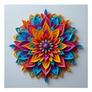Futuristische bloemenmandala perfect poster