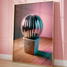 Futuristische Cactus Muur Kunst, Disco Bal Muur