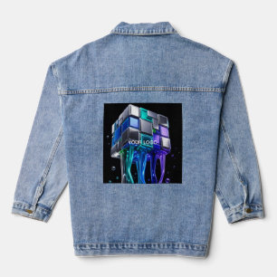 Futuristische Chrome Puzzel Kubus Denim Jacket