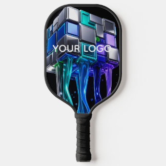 Futuristische Chrome Puzzelkubus Pickleball Paddle