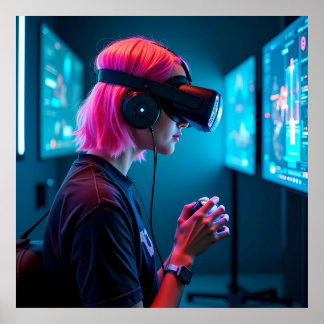 Futuristische Cyber Gamer AI kunstwerk Poster