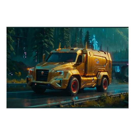 Futuristische Cyber Truck uit 2076 Perfect Poster (Voorkant)