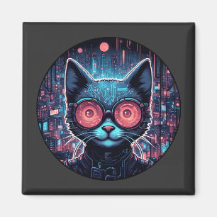 Futuristische cyberkat magneet