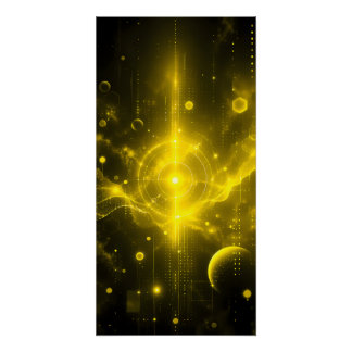 Futuristische Cyberpunk Goud HUD Sci-Fi Tech Perfect Poster