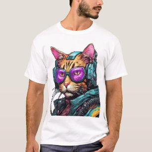 Futuristische cyberpunk kat t-shirt