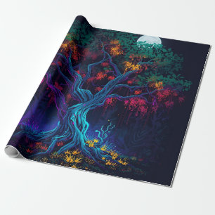 futuristische digitale gloeiboom cadeaupapier
