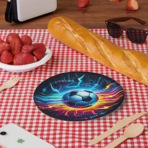 Futuristische Elektrische Voetbal Lightning Papieren Bordje