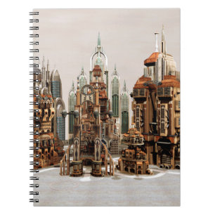 Futuristische Fantasie Stad Sci-Fi Silhouet Kunst Notitieboek