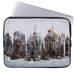 Futuristische Fantasie Stad Sci-Fi Silhouette Kuns Laptop Sleeve
