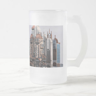 Futuristische Fantasie Stad Sci-Fi Silhouette Kuns Matglas Bierpul