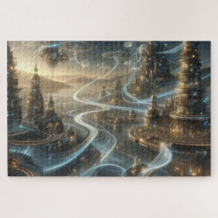 Futuristische Fantasy Space City Streams Legpuzzel