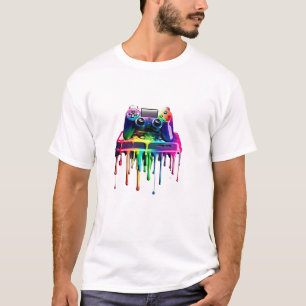 Futuristische Gamer T-shirt, Game Controller Drip T-shirt