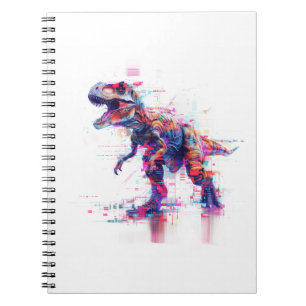 Futuristische Glitch T-Rex Dinosaurus Notitieboek