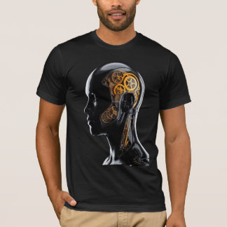 Futuristische Gouden Klokwerk Cyborg Neo Deco T-shirt