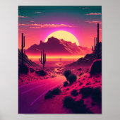 Futuristische horizonten: een Synthwave Mountain S Poster (Voorkant)