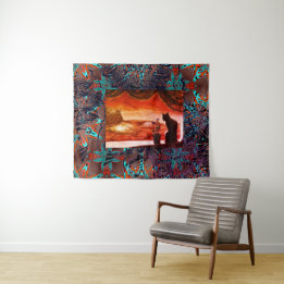 Futuristische kat op Mars Wandkleed