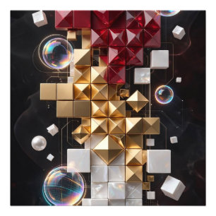 Futuristische Kerst Mosaïek Kolom 3D Foto Afdruk