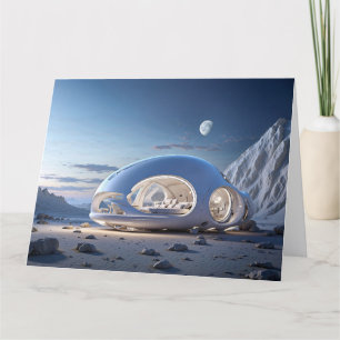 FUTURISTISCHE KLEINE POD HUIS VERJAARDAG GROET BEDANKKAART