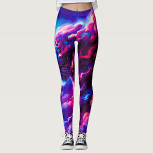 Futuristische Kosmische Neon Luipaard Leggings