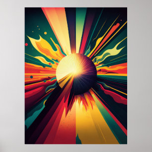 Futuristische kunst van de Aarde en de Zon Lijn Re Poster