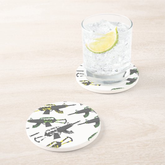 Futuristische machine-Pistool Zandsteen Onderzetter (Zijkant)