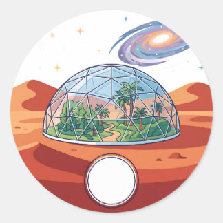 Futuristische Mars Kolonie Ruimte Bio Koepel Klass Ronde Sticker