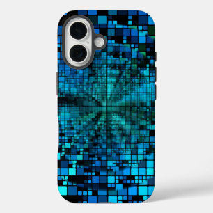 Futuristische matrix   Aangepaste blauwe pixels iPhone 16 Hoesje