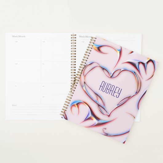 Futuristische Metallic Voeg naam toe Cyberpunk Roz Planner (Display)