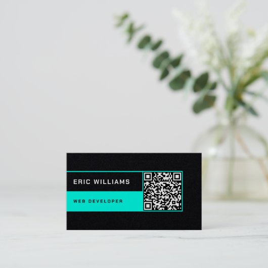 Futuristische minimale stijl met QR-code Visitekaartje (Staand voorkant)